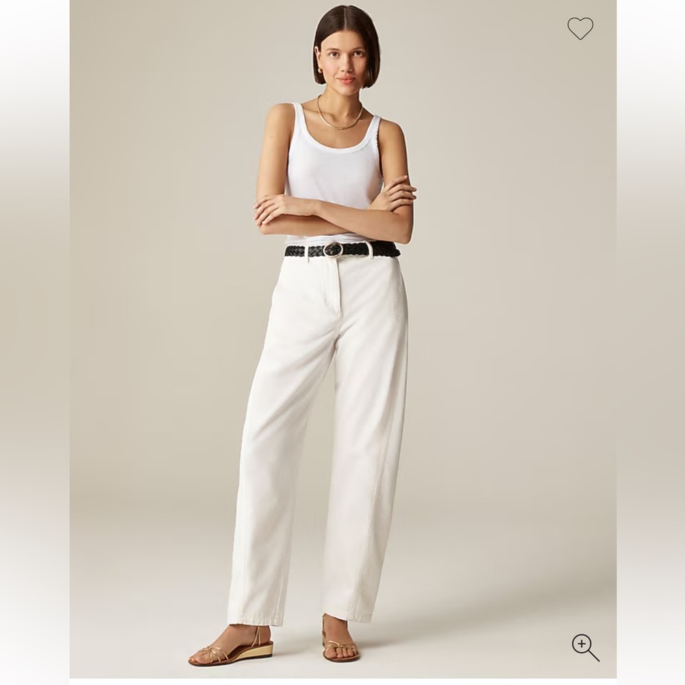 J Crew Relaxed Oversized Barrel-Leg Jeans White Denim 16